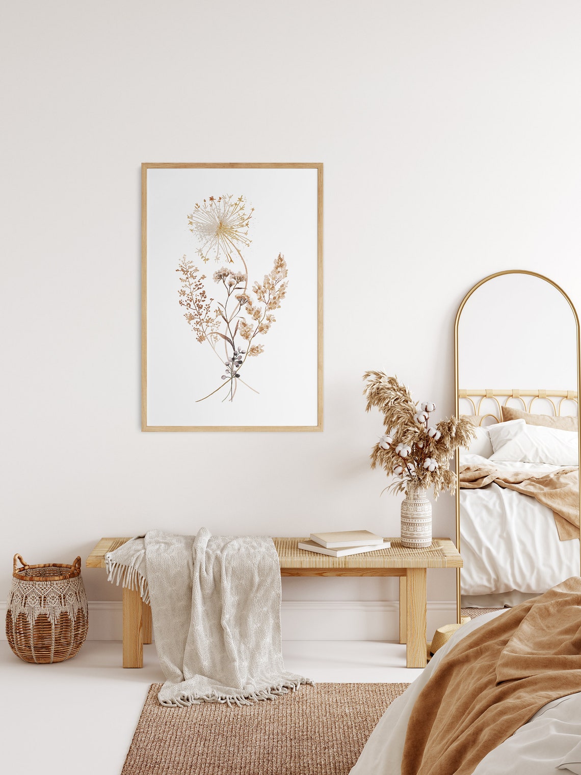 Dandelion Dried Flowers Watercolor Neutral Botanical Decor Poster - Image 2