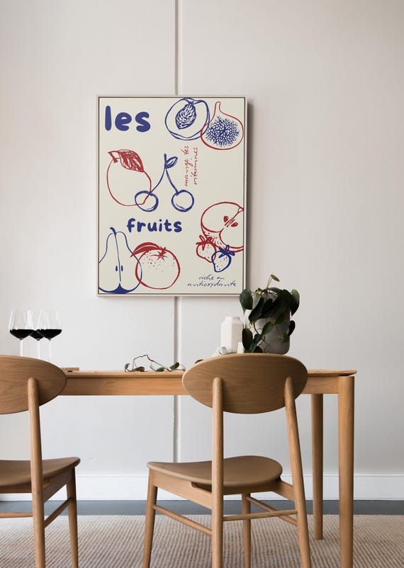Kitchen Fruit Art Print, French Food Poster