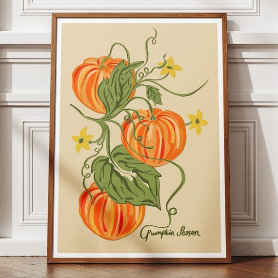 Pumpkin Season Wall Art Cozy Autumn Kitchen Print Fall Poster Harvest Decor