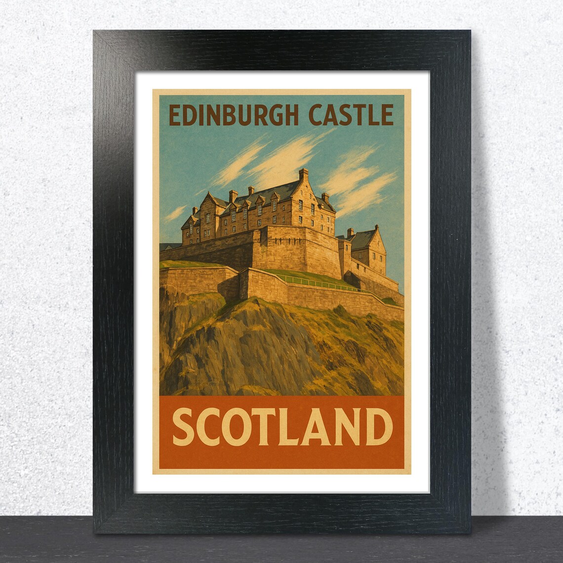 Edinburgh Castle On The Rock Scotland Classic Vintage Travel Poster