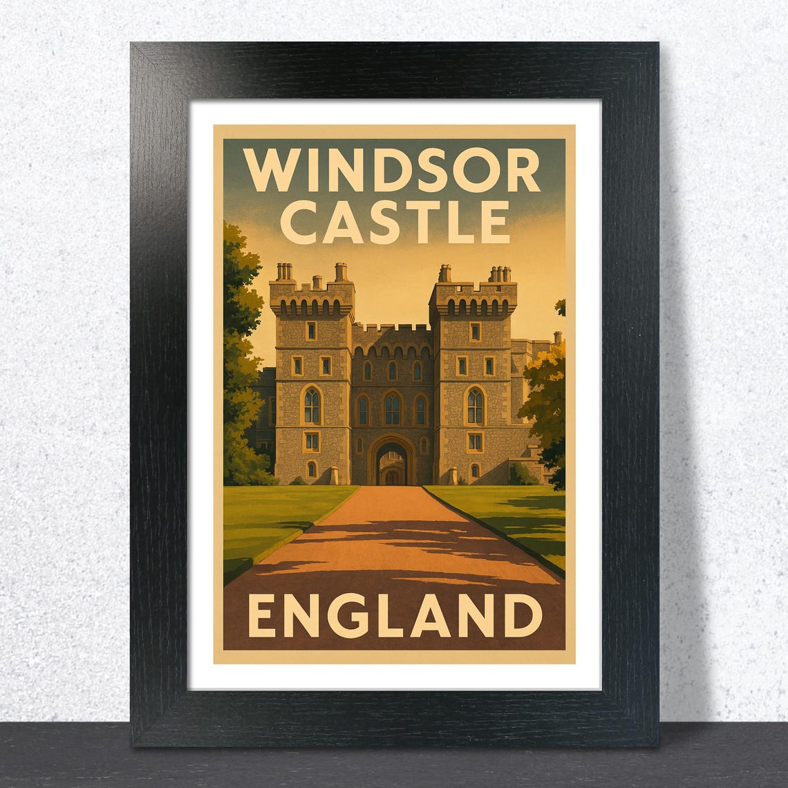 Windsor Castle England Royal Residence Vintage Travel Poster