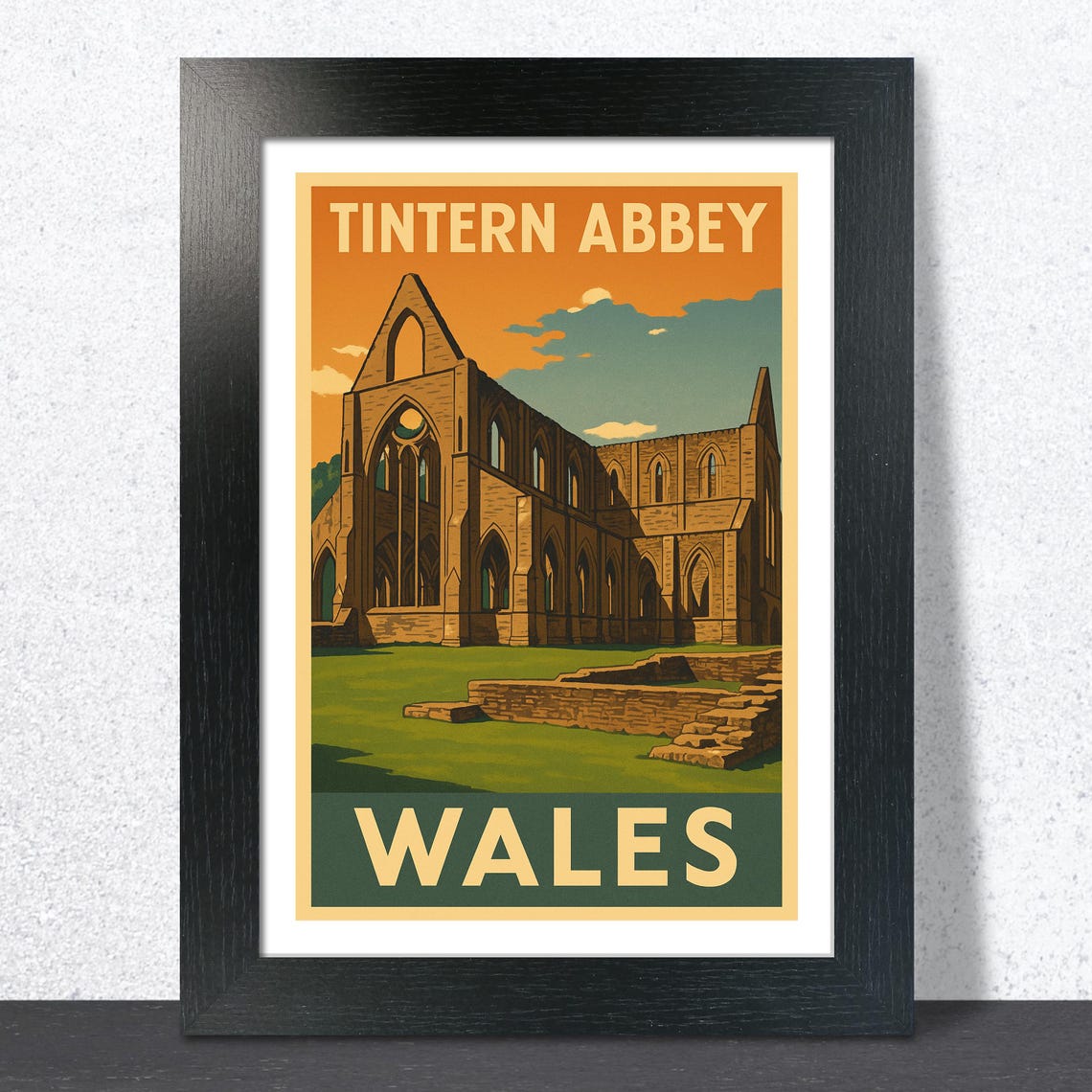 Tintern Abbey Wales Ruins Vintage Retro Railway Travel Poster
