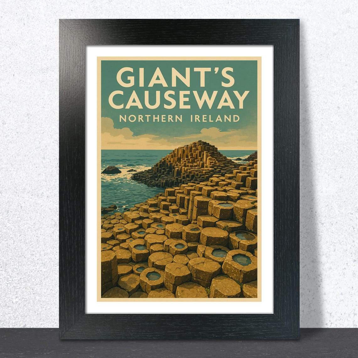 Giant's Causeway Basalt Columns Northern Ireland Travel Poster