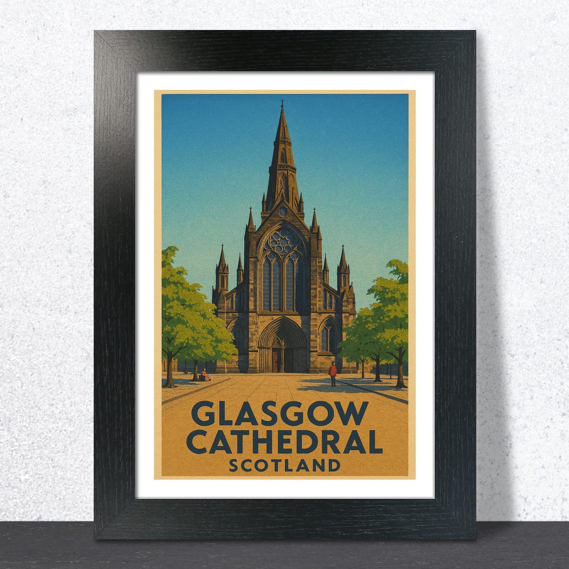 Glasgow Cathedral Scotland Vintage Travel Religious Landmark Poster