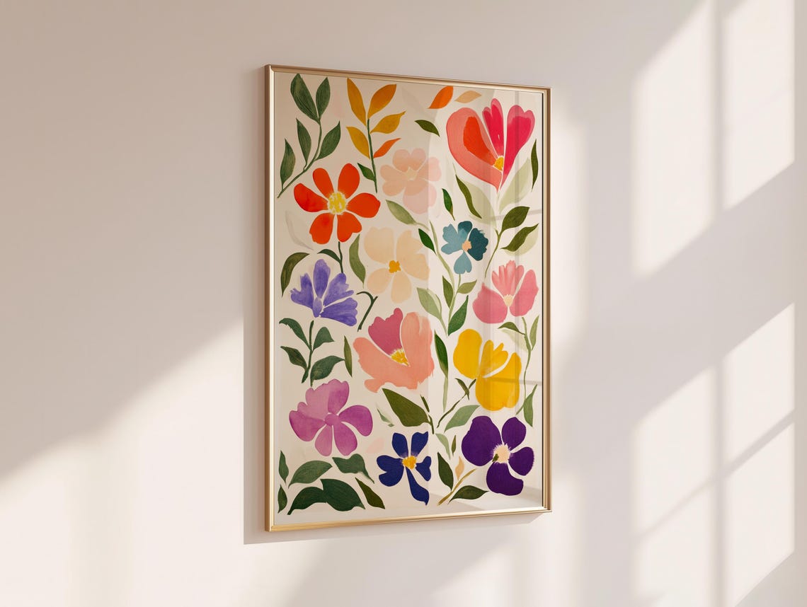 Mixed Watercolor Wildflowers Pink Purple Yellow Home Decor Poster - Image 7