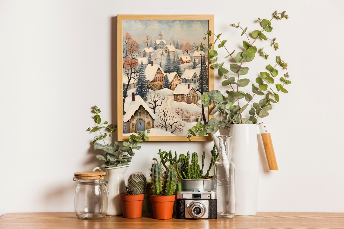 Nordic House Print, Scandi Christmas Wall Art - Image 4