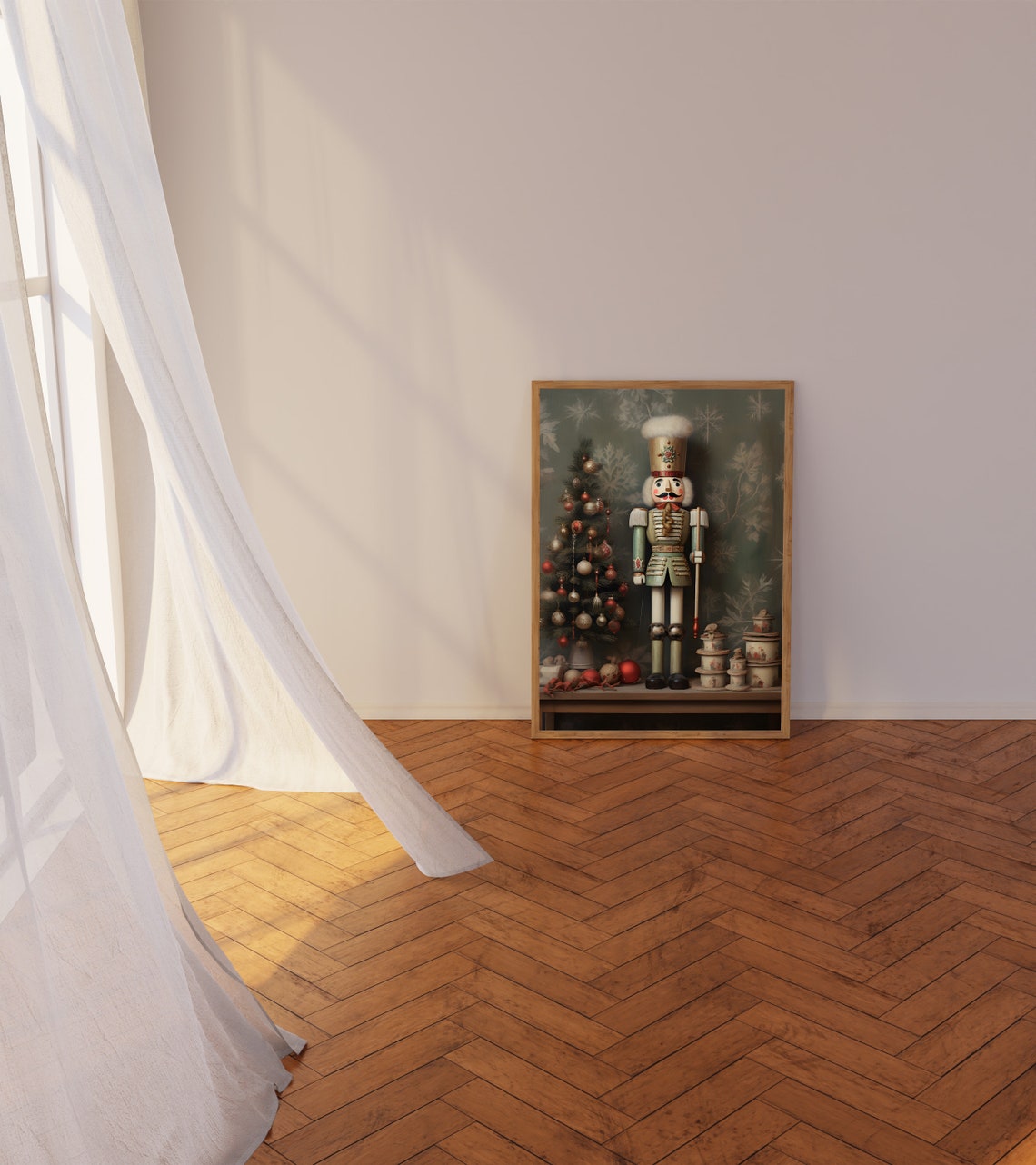 Vintage Nutcracker Soldier by Decorated Tree with Gift Boxes Poster - Image 5