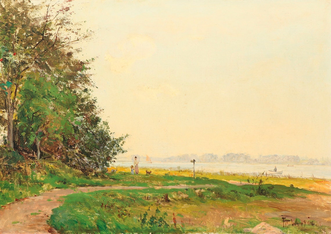 Vintage Lake Painting Antique Painting Beach Print Vintage Art Prints Antique Wall Art Lake House Painting - Image 7