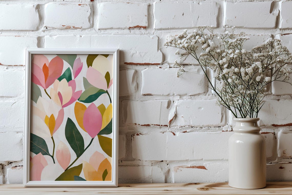 Oversized Pink Coral Abstract Blooms Botanical Home Decor Poster - Image 4