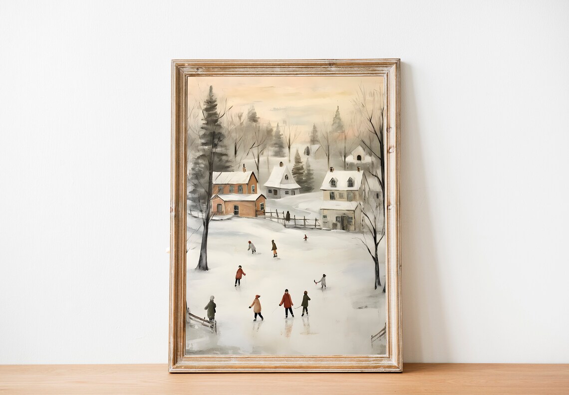 Christmas Village Ice Skating Holiday Poster - Image 2