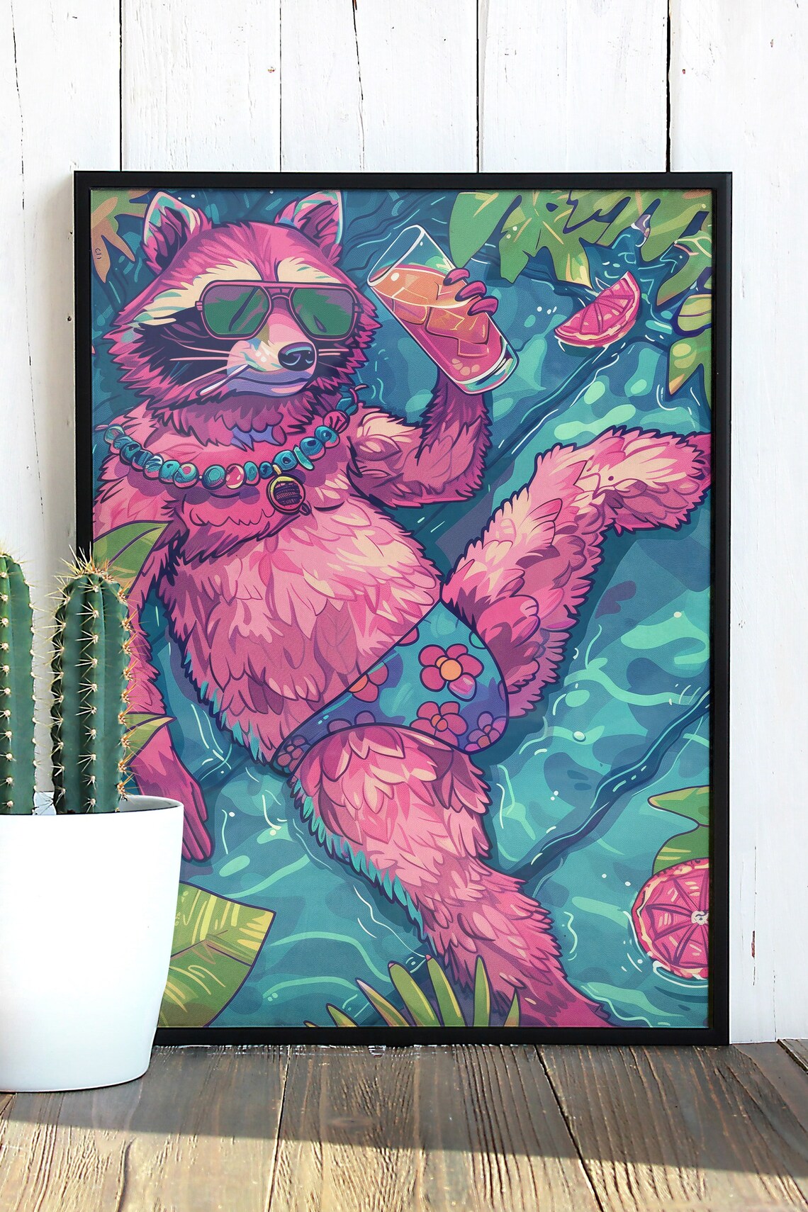 Drunk Racoon Whimsical Vacation Home Art Print - Image 3