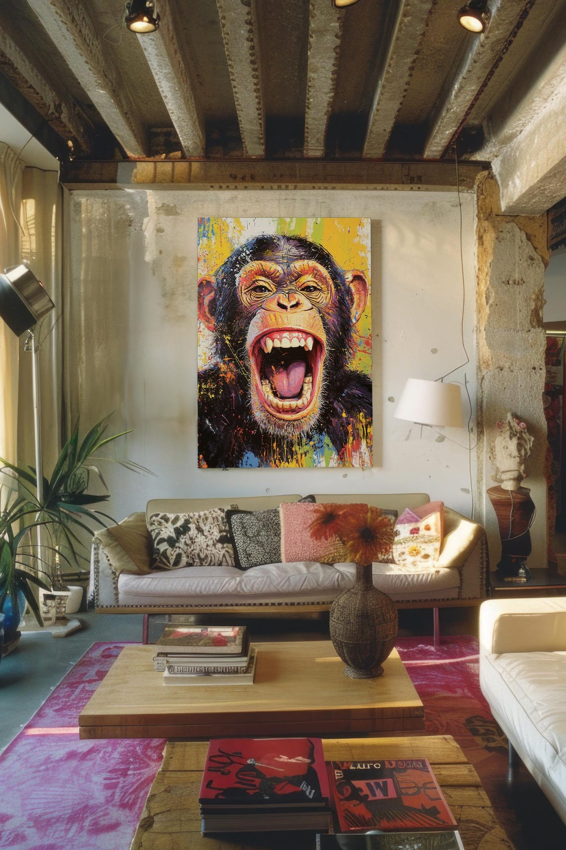 Laughing Chimpanzee Colorful Pop Art Paint Splatter Monkey Poster - Image 4