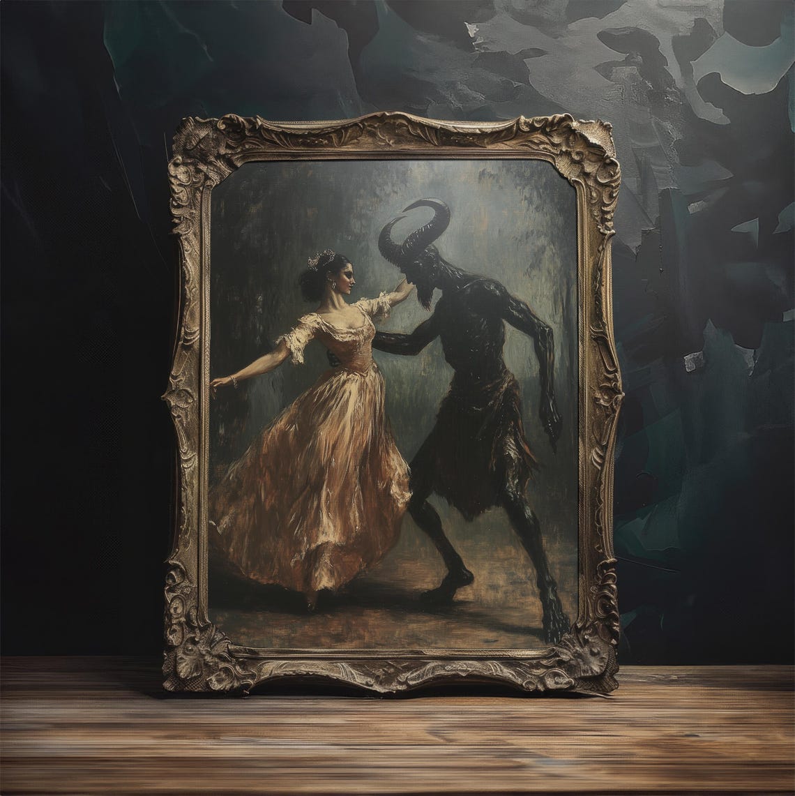Devils Dance Dark Academia Horned Demon Gothic Oil Painting Poster - Image 4