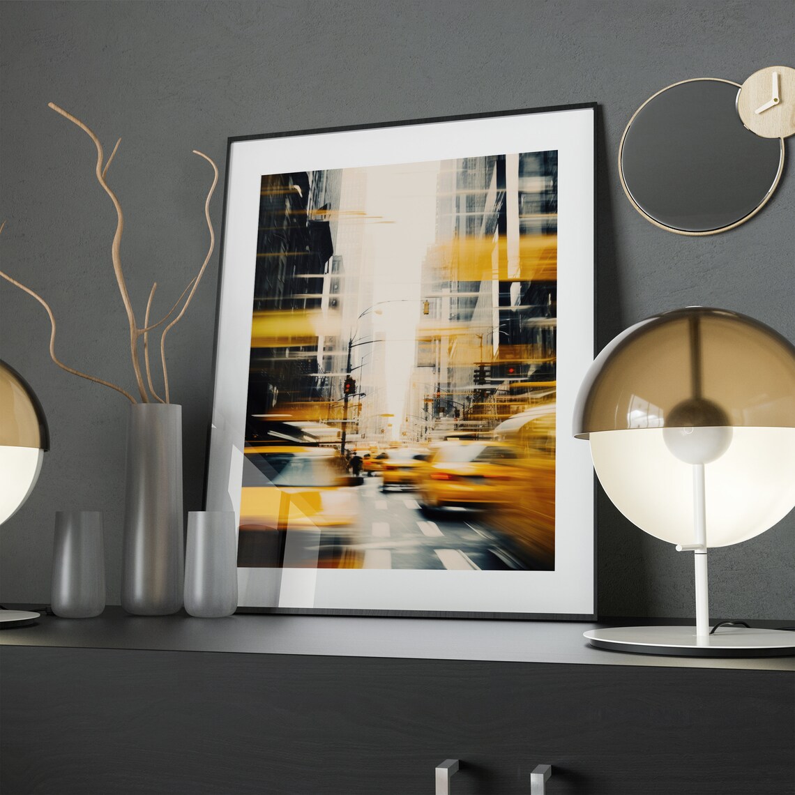 New York Yellow Taxi Street Scene Motion Blur City Photography Poster - Image 4