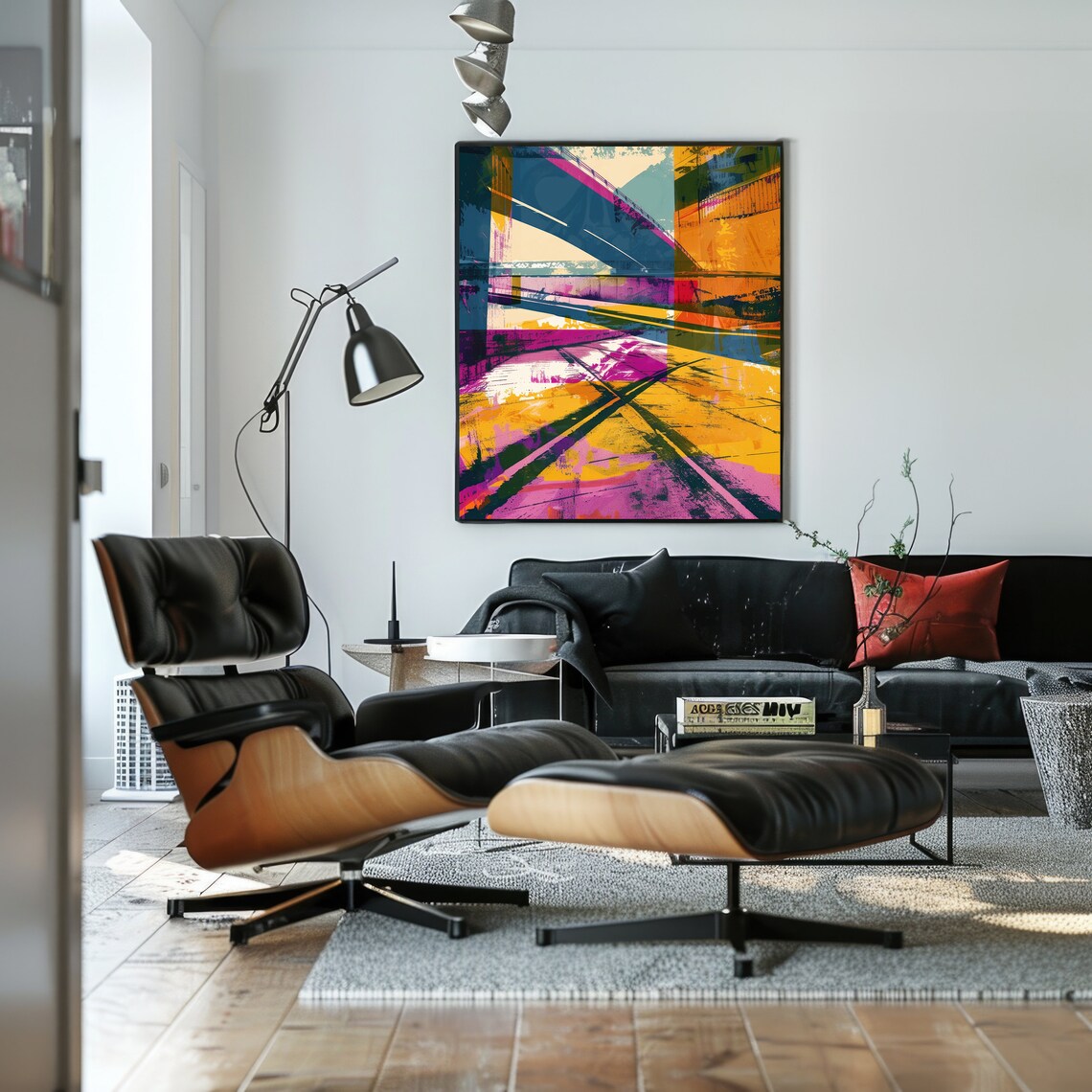 Los Angeles River Bridge Colorful Pop Art Urban Abstract Poster - Image 2