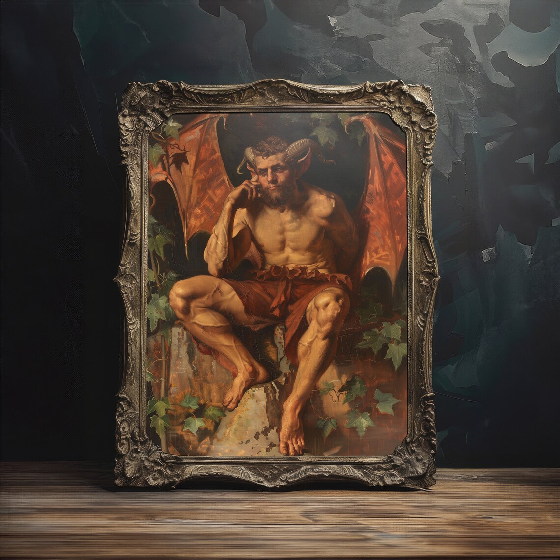Lucifer Horned Devil Victorian Oil Painting Moody Dark Fantasy Portrait Poster - Image 4