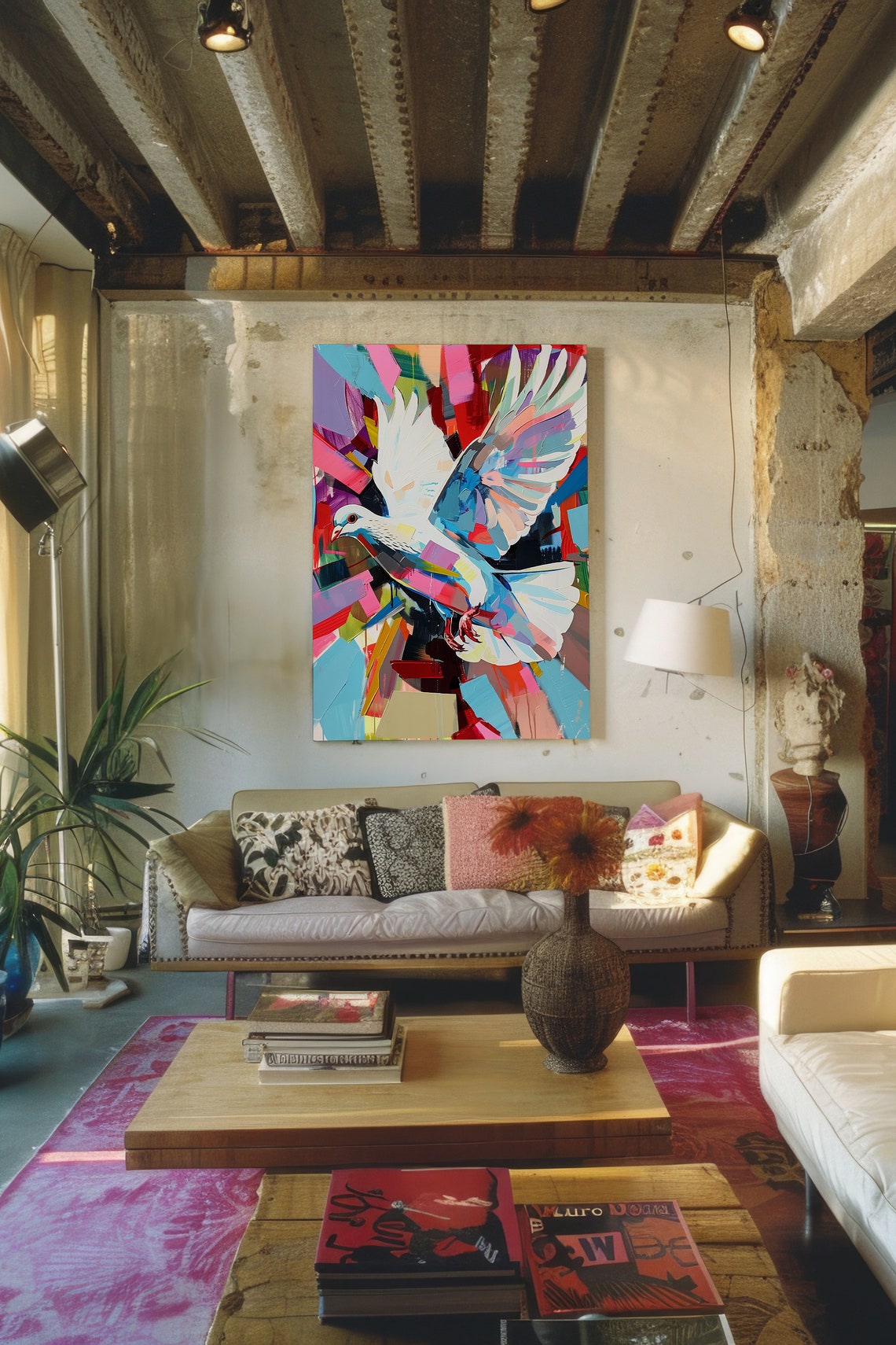White Dove Peace Bird Colorful Abstract Pop Art Flight Poster - Image 4