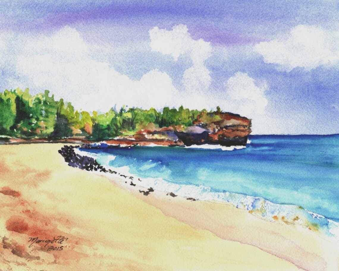 Shipwrecks Beach, Kauai Hawaii Travel Poster