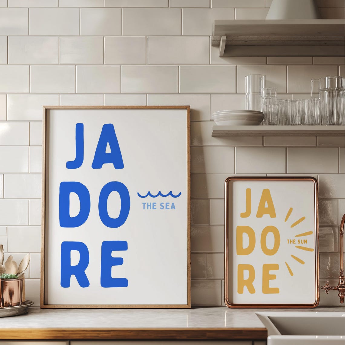 Jadore The Sea Coastal Typography Poster Blue Wave Lettering - Image 5