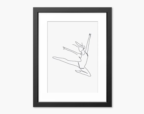 Graceful Gymnast Mid-Leap Single Continuous Line Drawing Poster