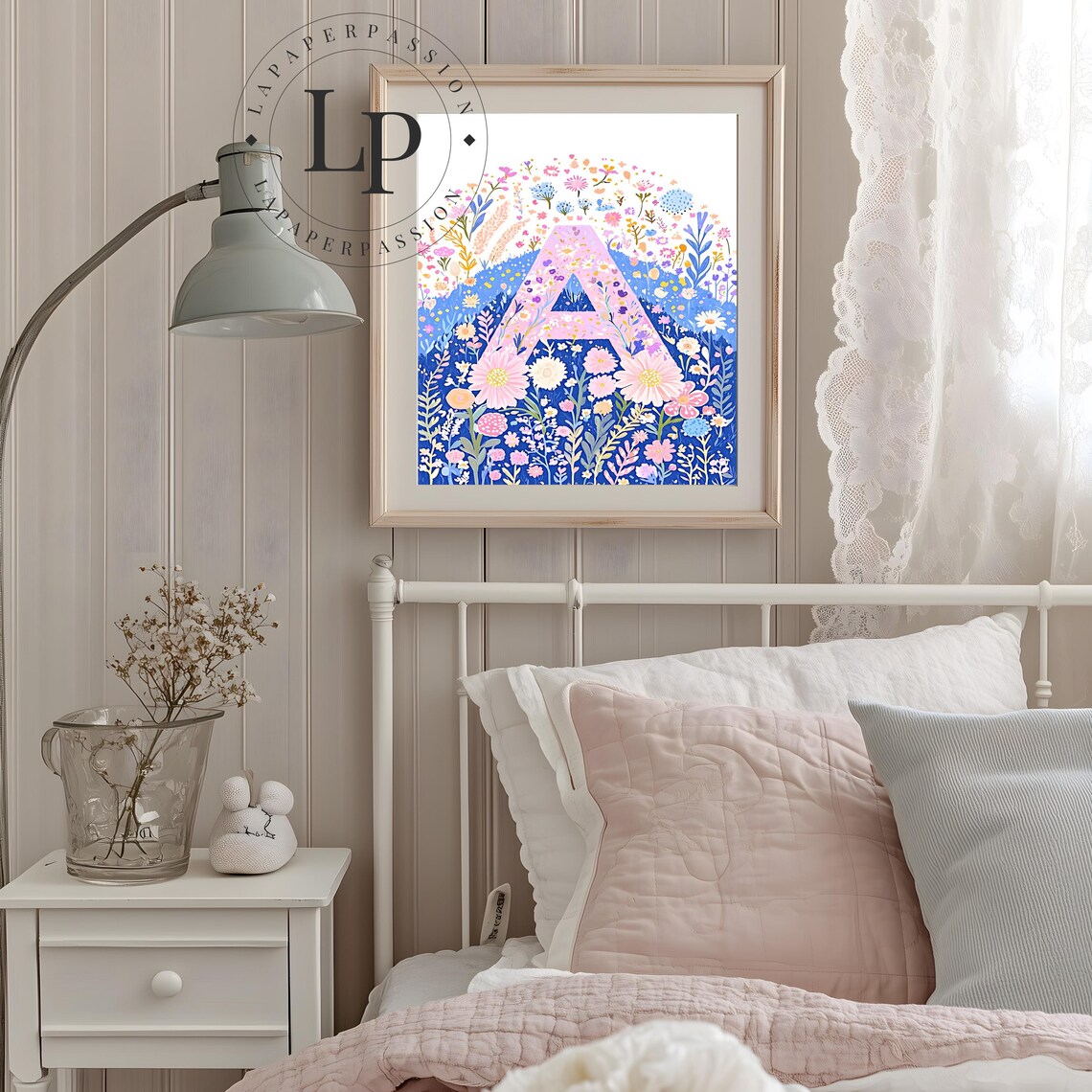 A Initial Floral Bloomcore Watercolor Art Print - Image 4