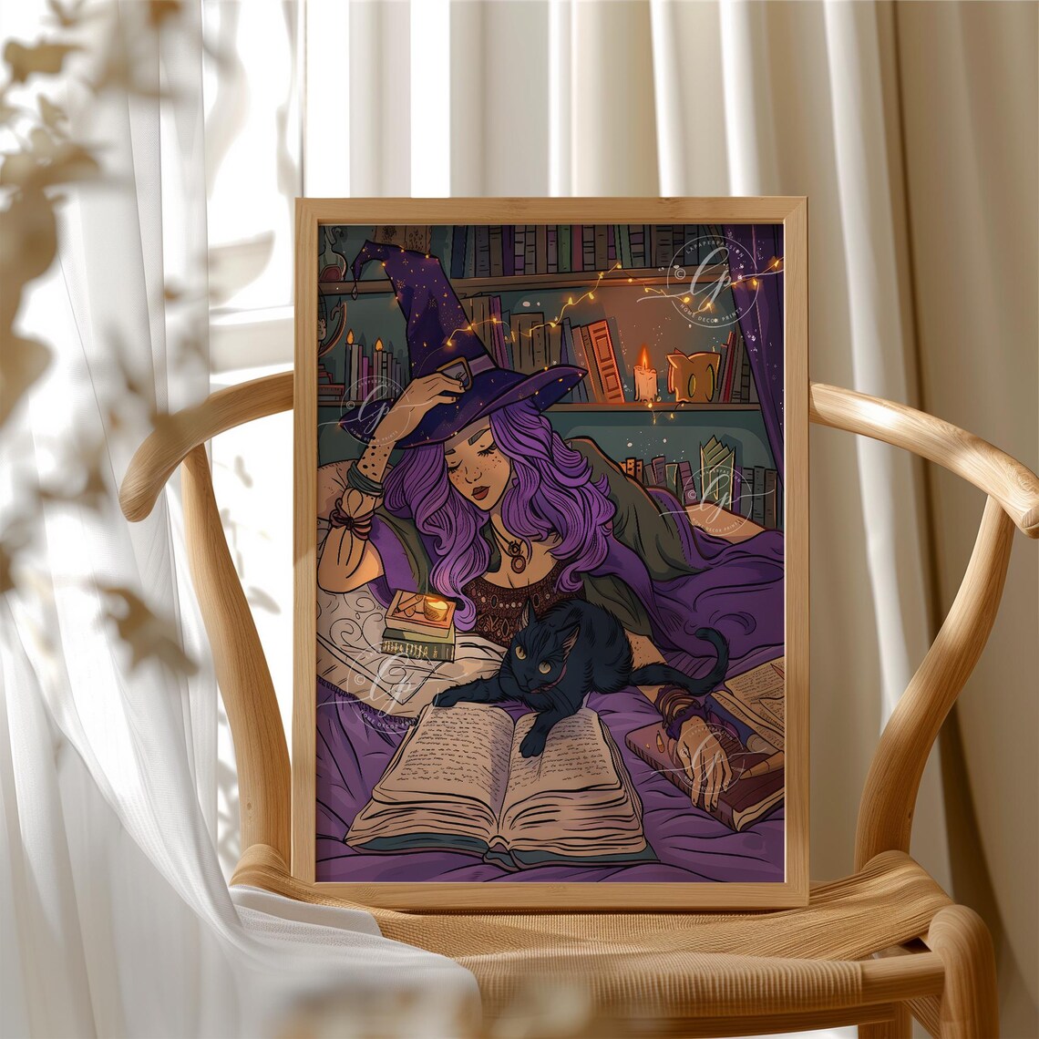 Modern Witch Halloween Poster, Colorful Witchy Decor
