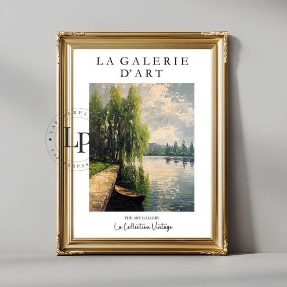 Vintage Weeping Willow Oil Painting Art Gallery Exhibition Poster Rustic Nature Wall Art Timeless Botanical Home Decor Tree Print