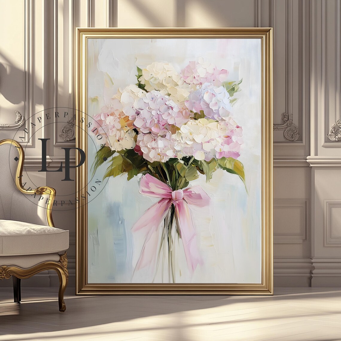 Hydrangea Floral Bouquet, Pastel Exhibition Poster - Image 2