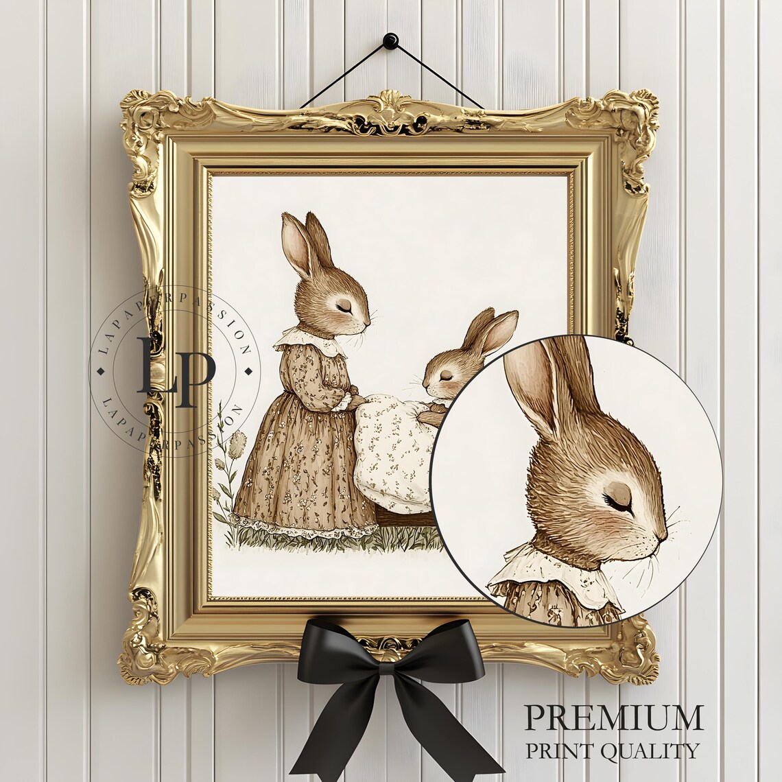 Rabbit Nursery Print, Vintage Antique Nursery Decor - Image 5