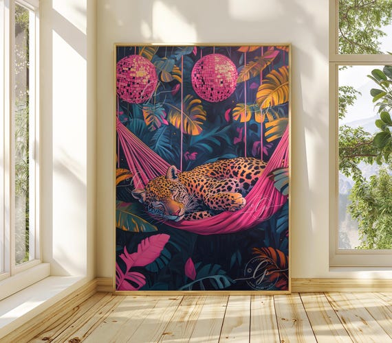 Cheetah Leopard Maximalist Poster Print, Pink Dopamine