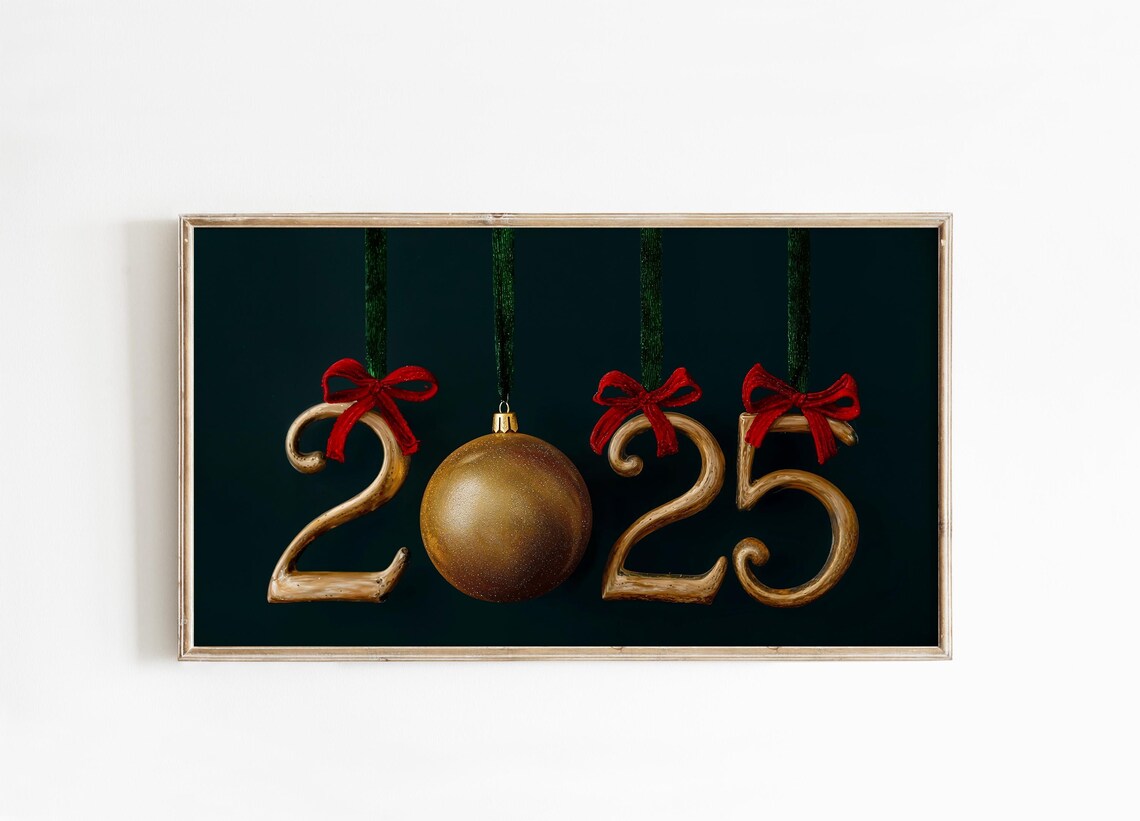 2025 Gold Ornament Numbers Christmas Hanging Holiday Decor Wall Art - Image 4