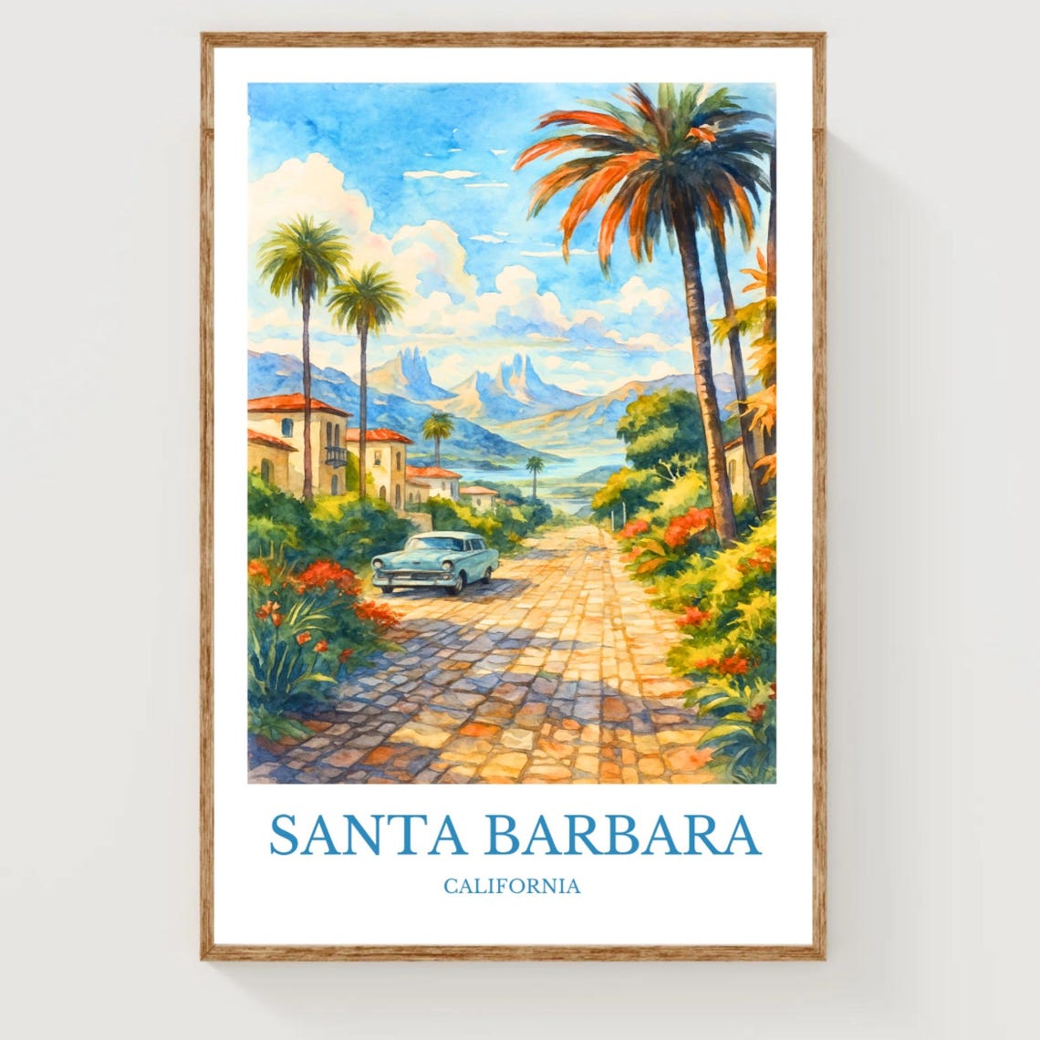 Santa Barbara Holiday Art Print