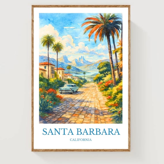 Santa Barbara Holiday Art Print