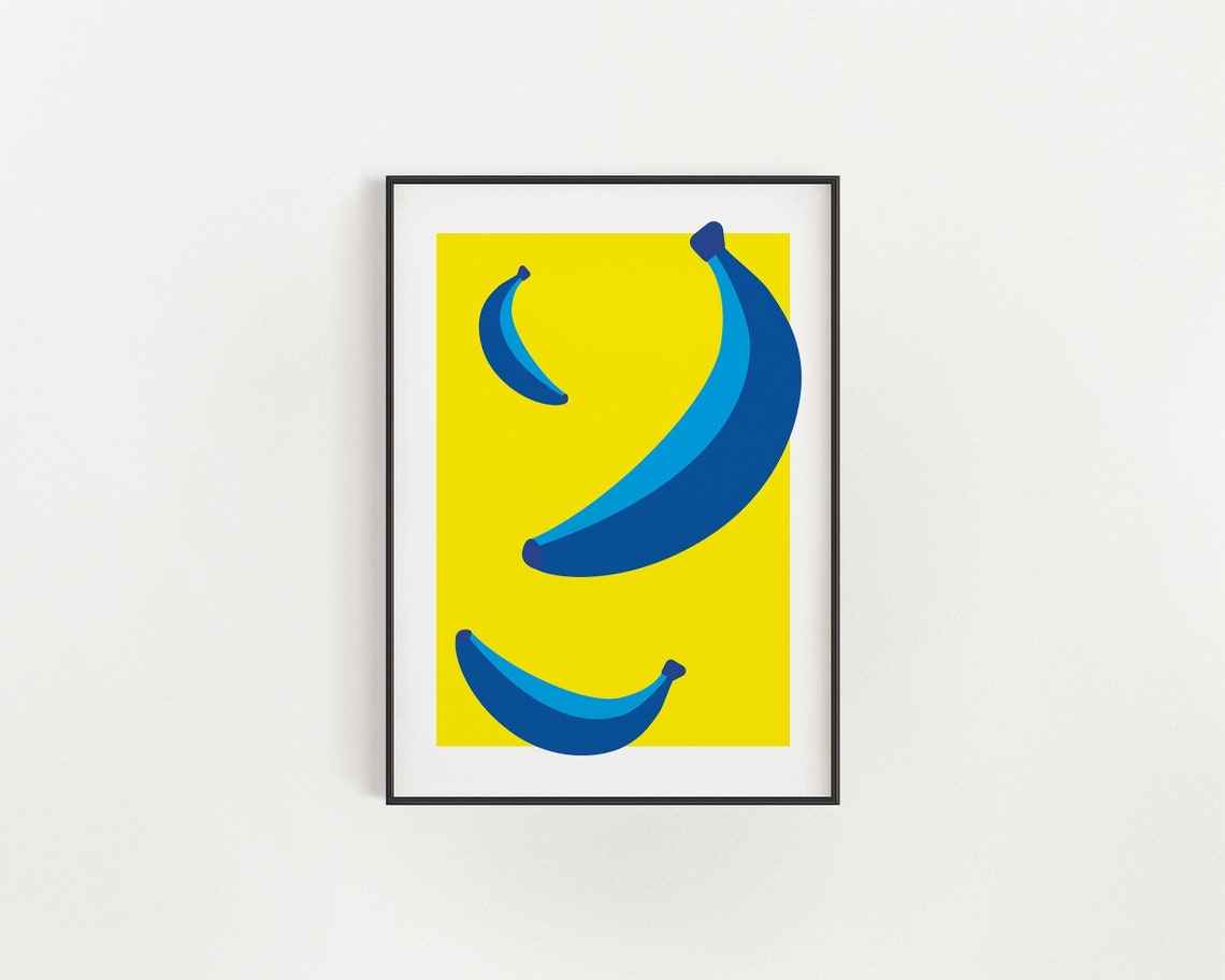 Blue Bananas Poster Wall Art Prints Prints Wall Art Prints Minimalist