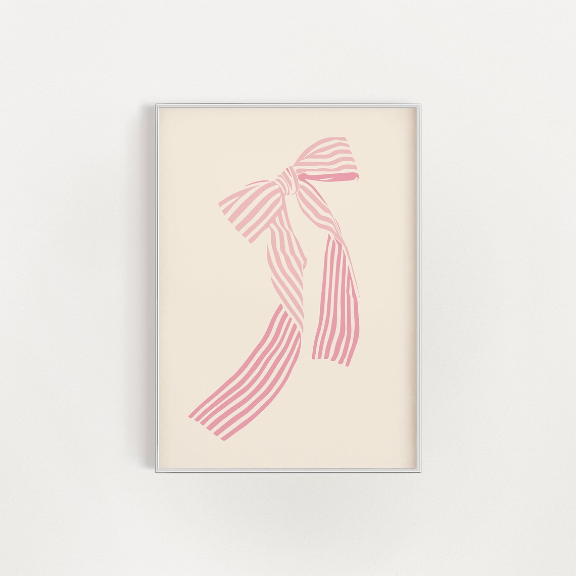 Pink Striped Hair Bow Coquette Balletcore Aesthetic Vintage Poster