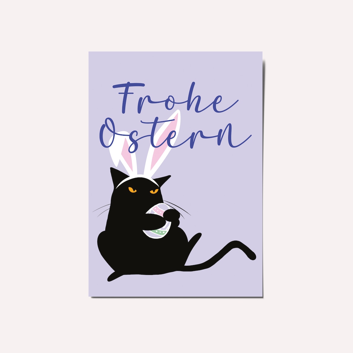 Funny Easter Bunny Cat Greeting Card Poster Print