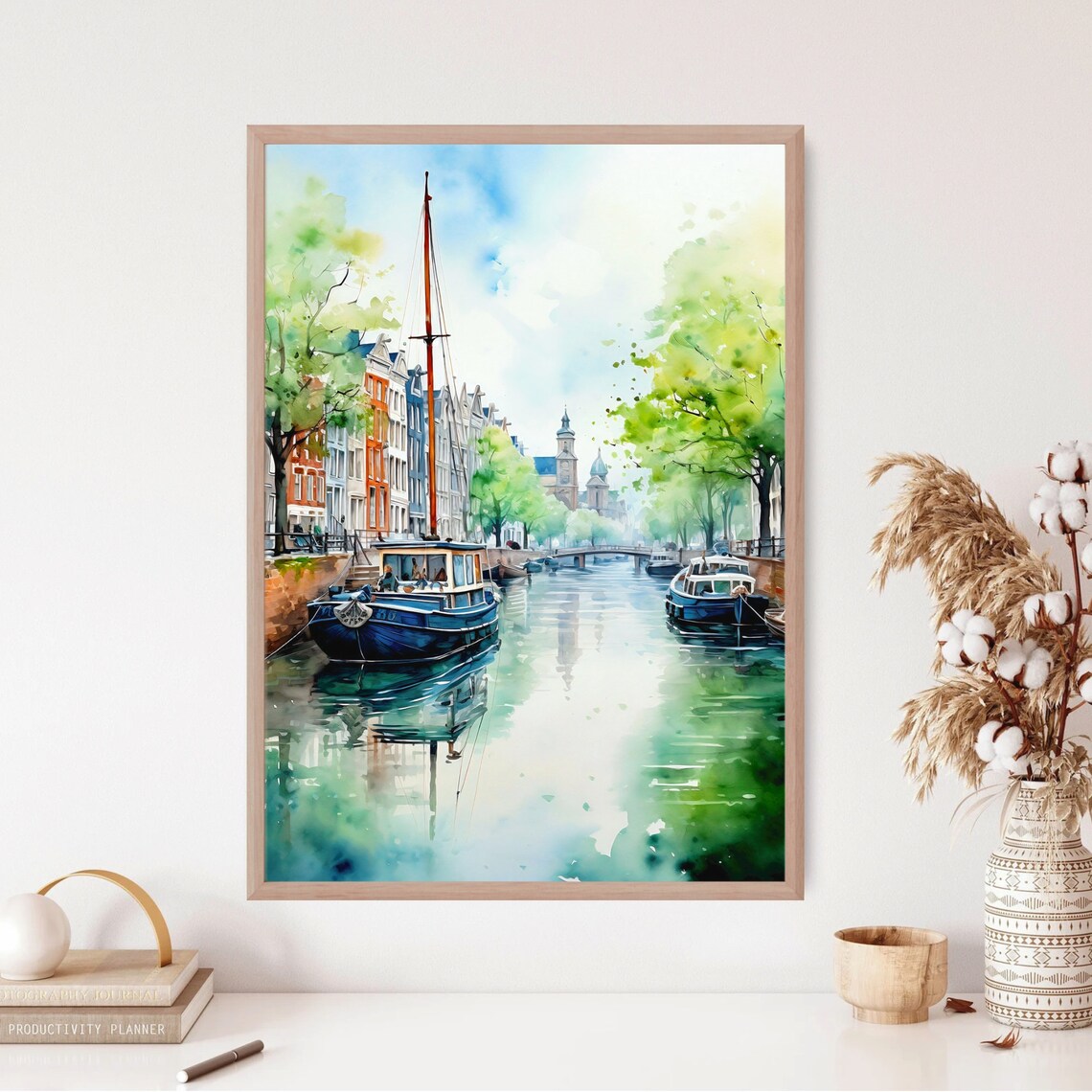 Amsterdam Canal Houses Watercolor Art Print - Image 2