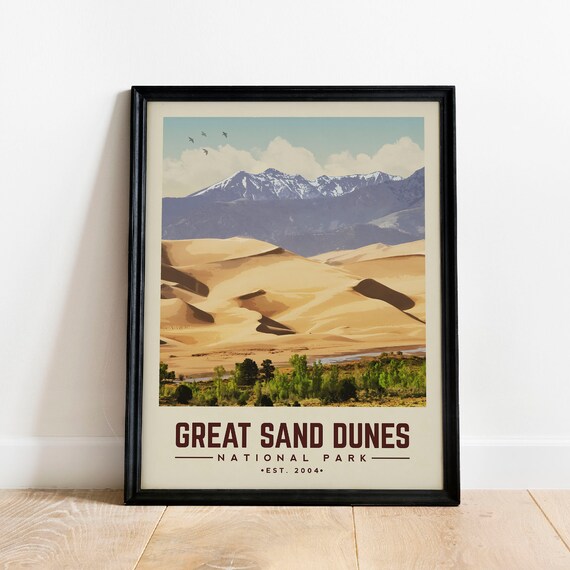 Great Sand Dunes National Park Colorado Vintage Desert Poster