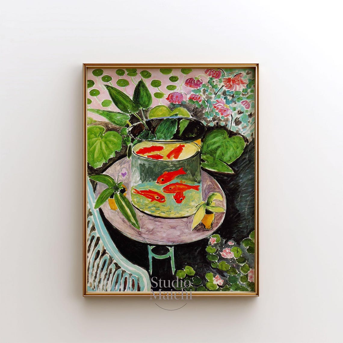 Matisse The Goldfish Red Fishbowl Colorful Fauvist Garden Wall Art