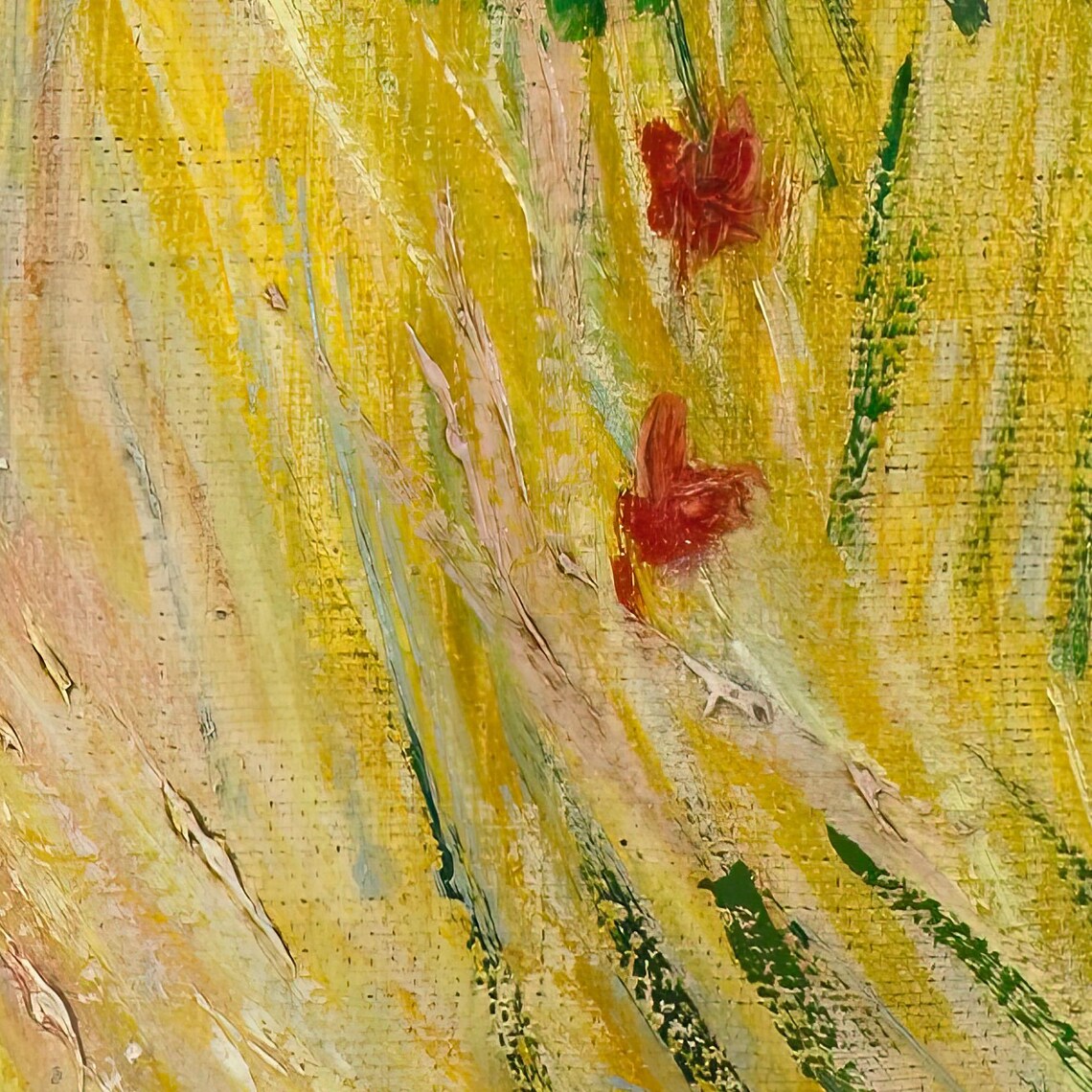 Van Gogh Golden Wheat Field Red Poppies Summer Landscape Poster - Image 3