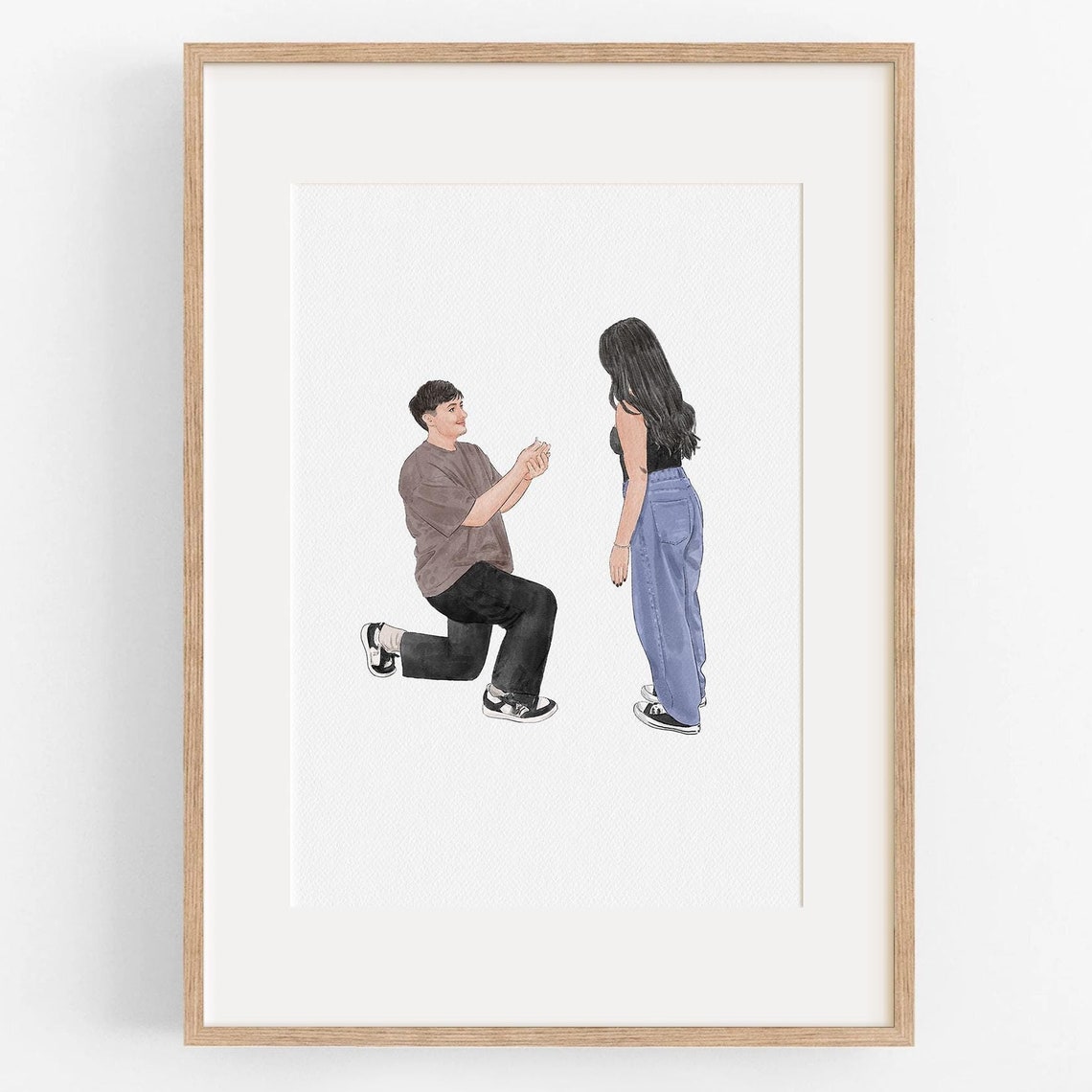 Man Proposing in Street Clothes Custom Engagement Portrait Poster