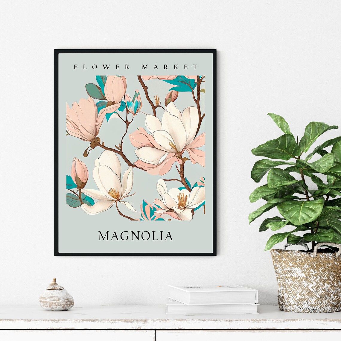 Magnolia Blossom Blush Ivory Botanical Flower Market Pastel Art Print - Image 2