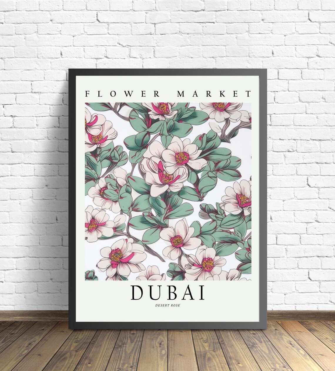 Dubai Flower Market Desert Rose Botanical Illustration Poster