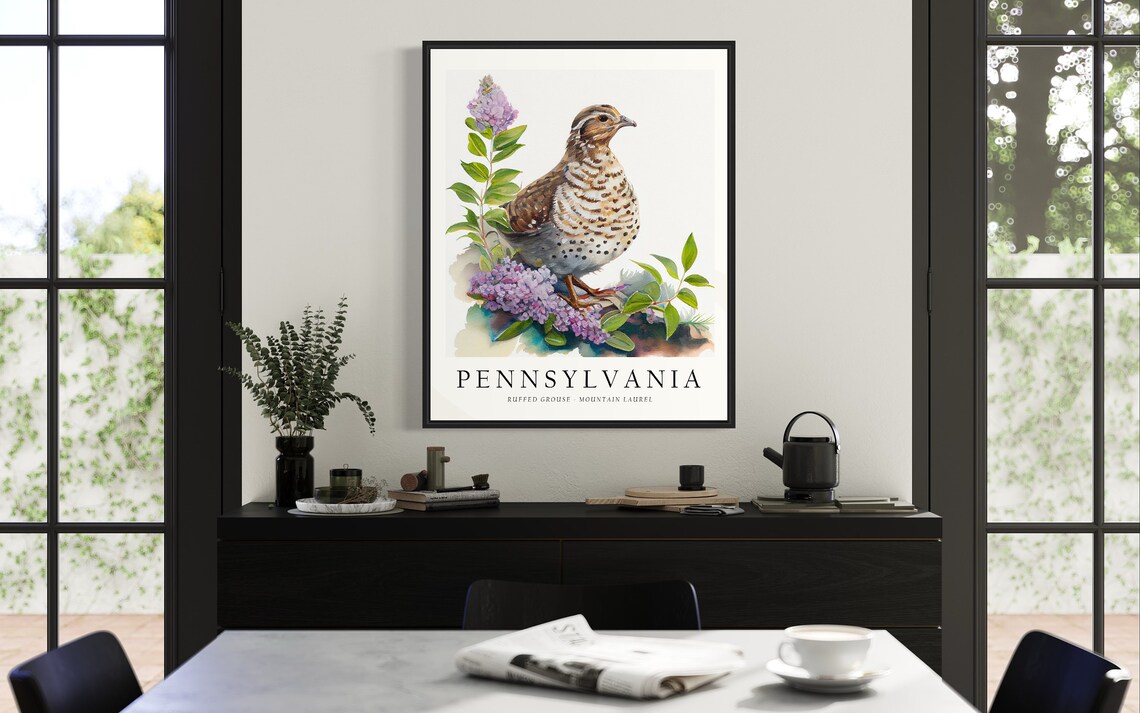 Pennsylvania State Bird And Flower Art Print - Image 3