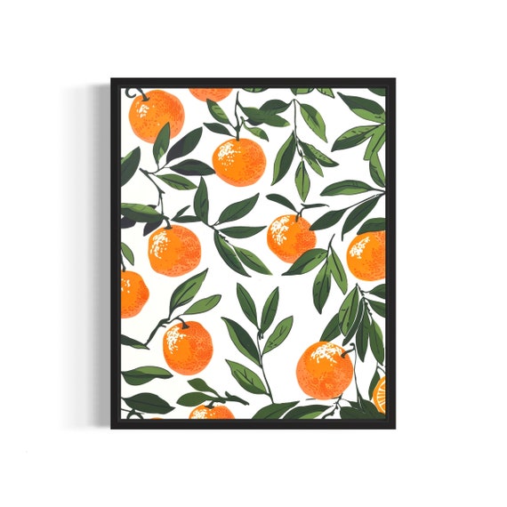 Oranges Poster Art Print Kitchen Fruit Decor For Kitchen Dining Restaurant Neutral Food Pastel Artwork