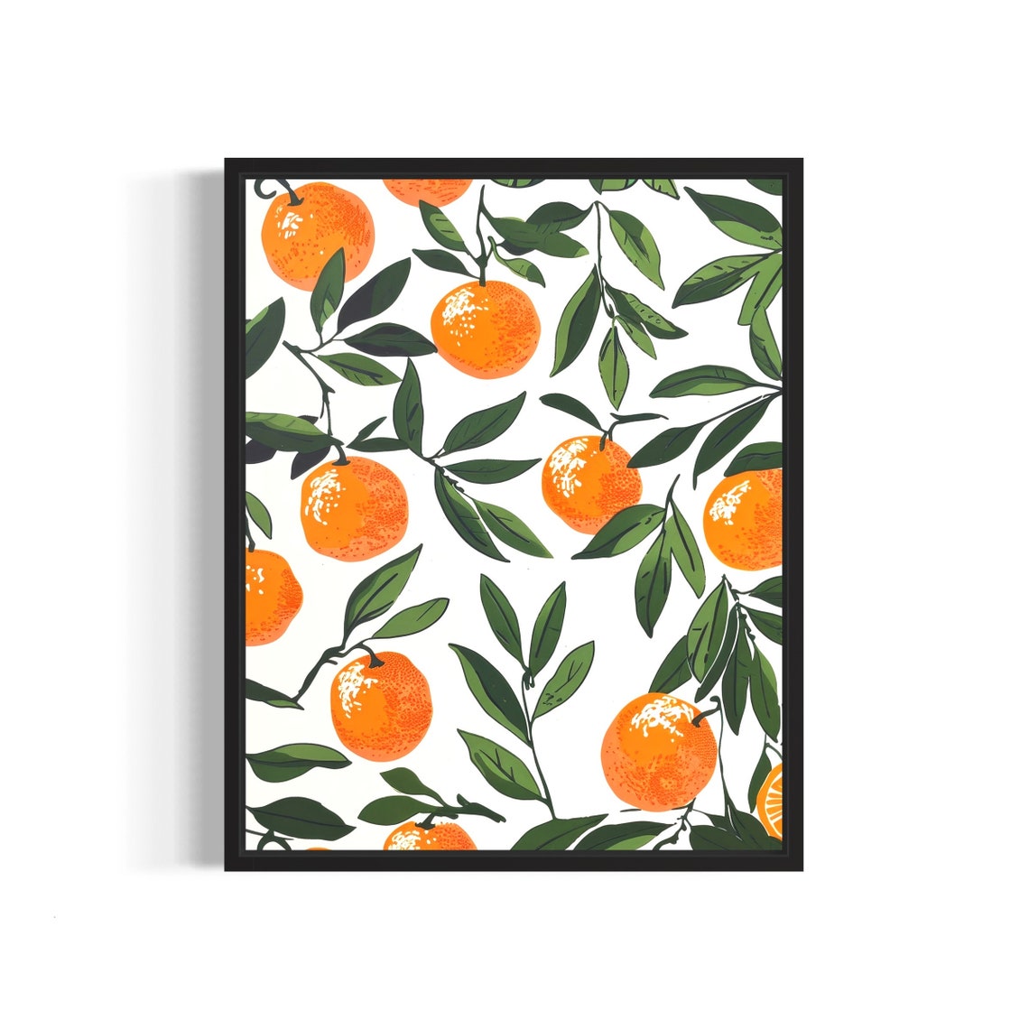 Orange Citrus Branch Pattern Illustrated Kitchen Fruit Poster
