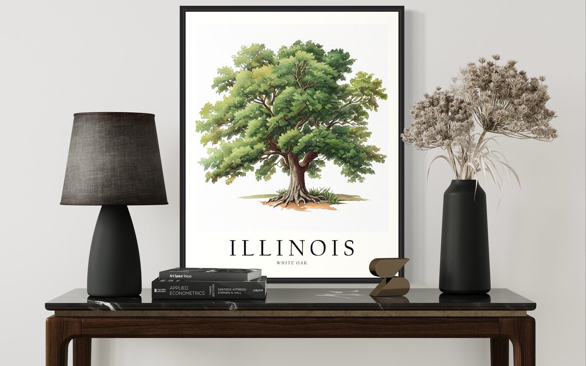Illinois State Tree White Oak Art Print, Travel Poster - Image 3