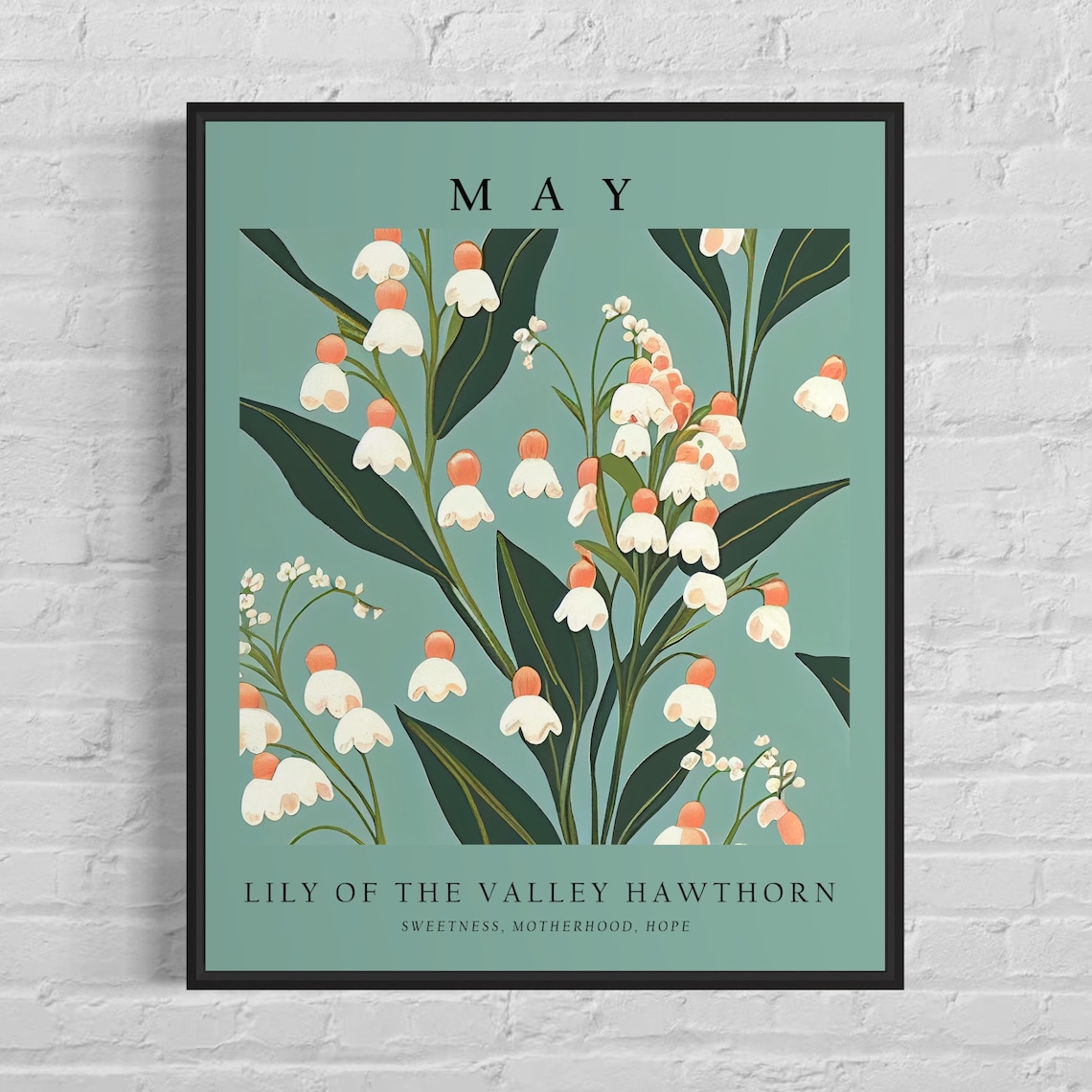May Flower Market Poster, Lily and Hawthorn
