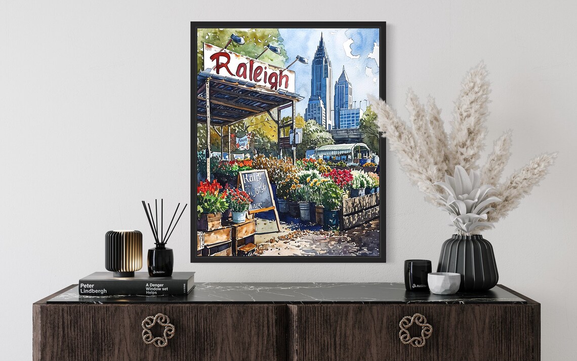 Raleigh Flower Market Neutral Botanical Art Print - Image 2