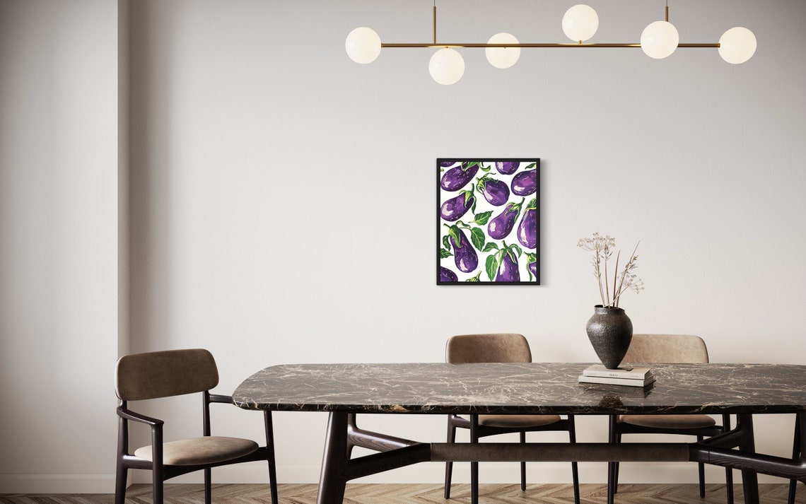 Eggplant Pattern Deep Purple Glossy Vegetable Kitchen Poster - Image 3